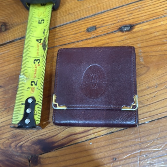 Vintage Cartier Paris Leather Compact Wallet Change Purse Burgundy and gold - Picture 8 of 11